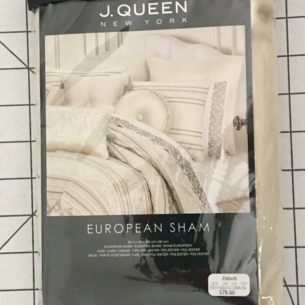 NWT NEW J. QUEEN New York SOMERSET Euro Sham 26 X 26 100% Polyester MSRP: $80 - Picture 3 of 6